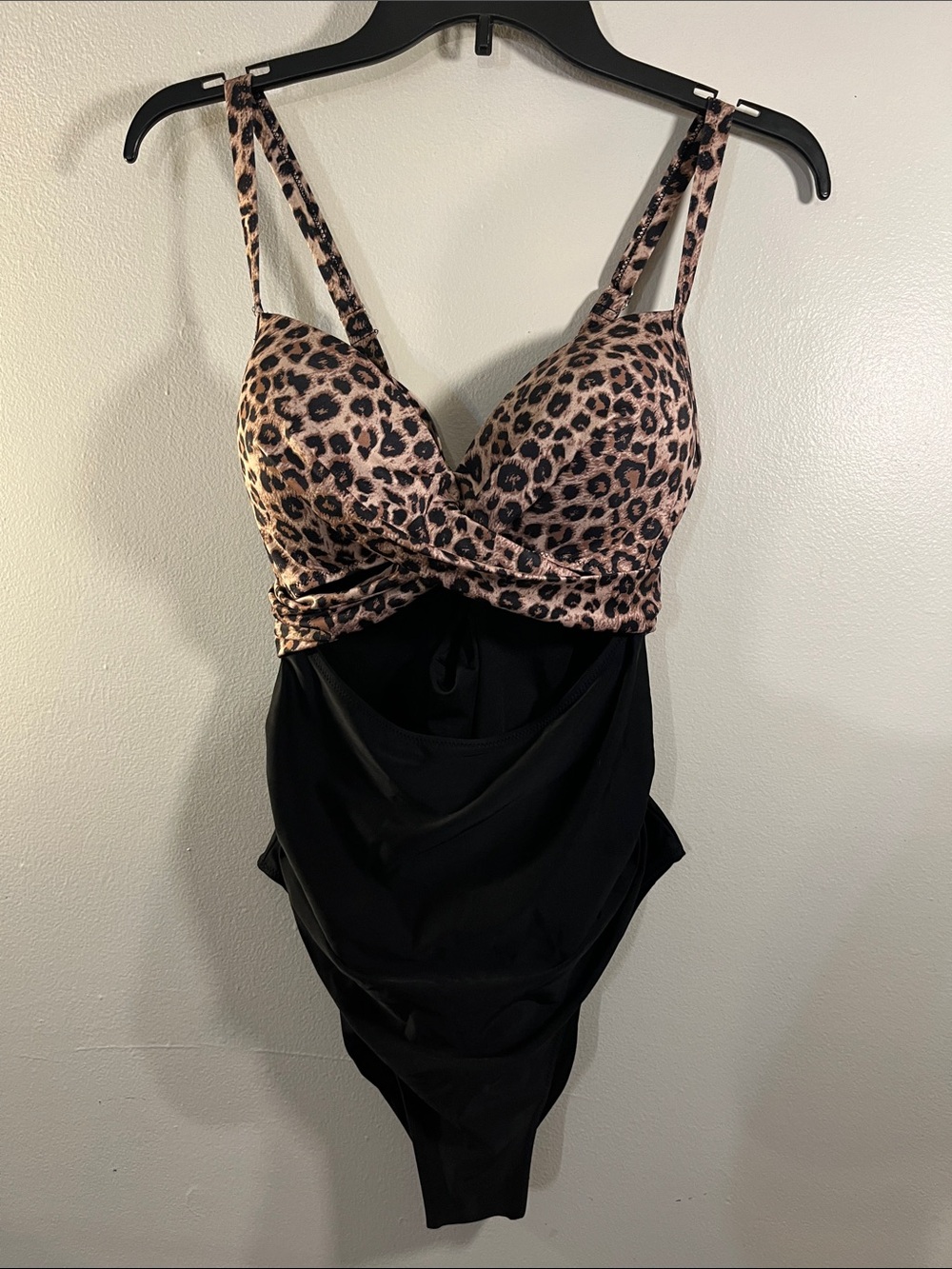 Leopard Print and Black Tummy-Smoothing One-Piece Swim Shapewear